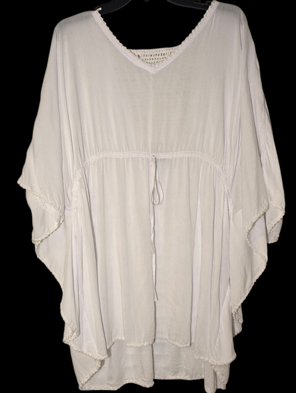 Tiare Hawaii White Boho V-Neck Tie-Front Tunic